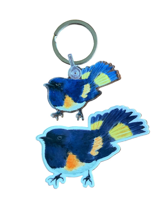 BRDR Redstart keychain & sticker collection