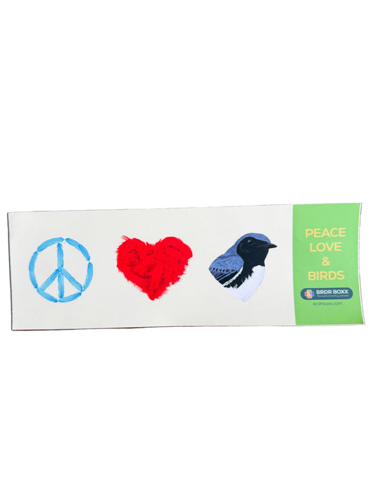 Peace Love & Birds bumper sticker